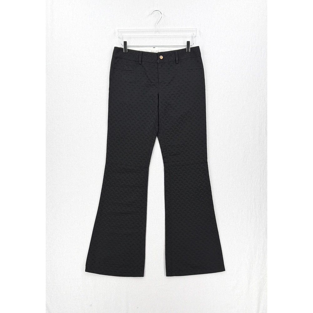 ALICE + OLIVIA Flare Pants Women 8 Black Textured Woven Low Rise Trouser Y2K